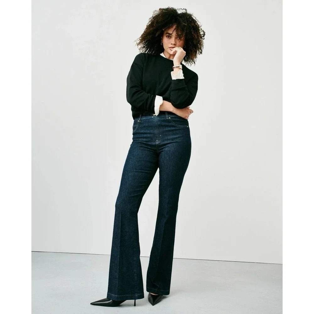 Spanx SpanxShape EveryWear Flare Jeans Dark Indigo High Rise Size Medium NWT